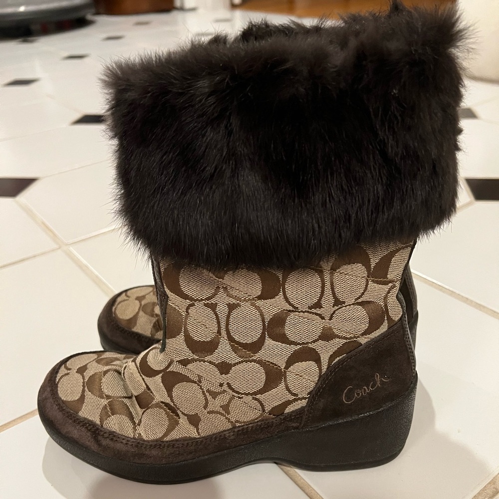 COACH Signature ‘Faith’ Front Zip Fur Booties - 61/2M